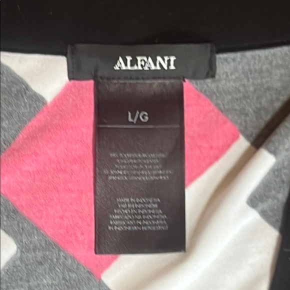 Alfani Wrap Print Stretch Dress Pink Orange Black sz L - Picture 2 of 8